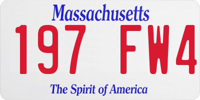 MA license plate 197FW4