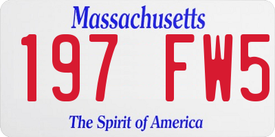 MA license plate 197FW5