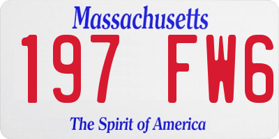 MA license plate 197FW6