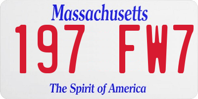 MA license plate 197FW7