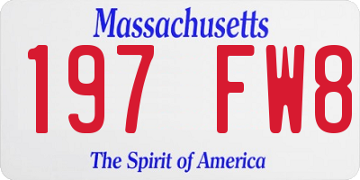 MA license plate 197FW8