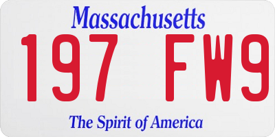 MA license plate 197FW9