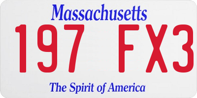 MA license plate 197FX3