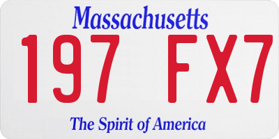 MA license plate 197FX7