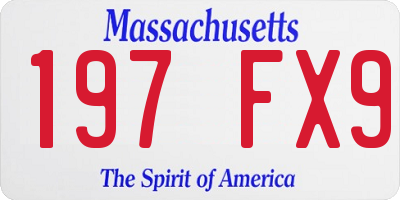 MA license plate 197FX9