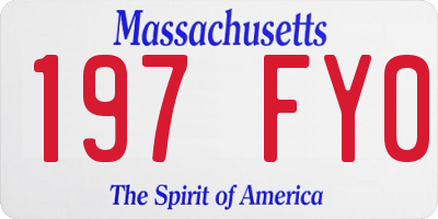 MA license plate 197FY0