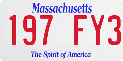 MA license plate 197FY3