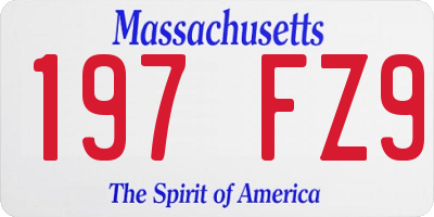 MA license plate 197FZ9