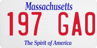 MA license plate 197GA0