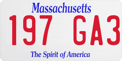 MA license plate 197GA3