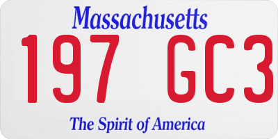 MA license plate 197GC3