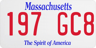 MA license plate 197GC8