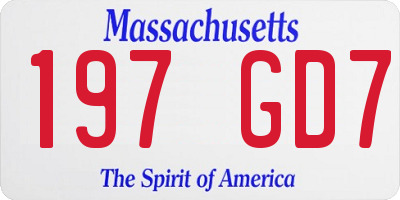 MA license plate 197GD7