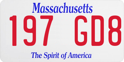 MA license plate 197GD8