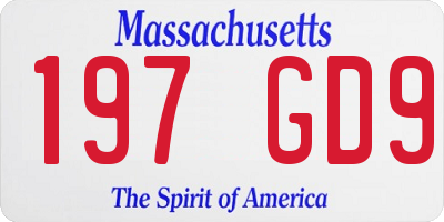 MA license plate 197GD9