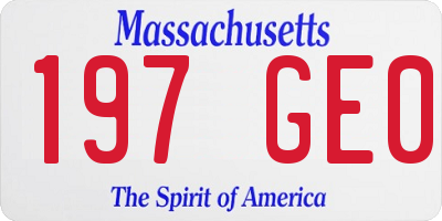 MA license plate 197GE0
