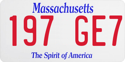 MA license plate 197GE7