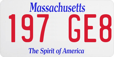 MA license plate 197GE8