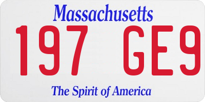 MA license plate 197GE9