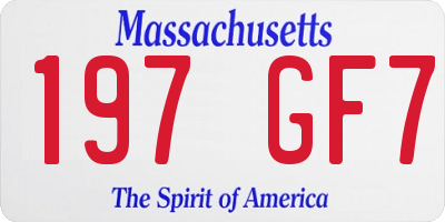 MA license plate 197GF7