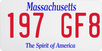 MA license plate 197GF8