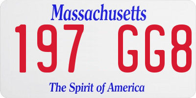 MA license plate 197GG8