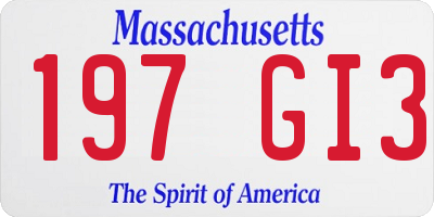 MA license plate 197GI3