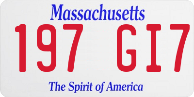 MA license plate 197GI7