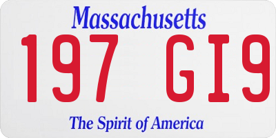 MA license plate 197GI9