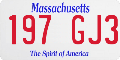 MA license plate 197GJ3
