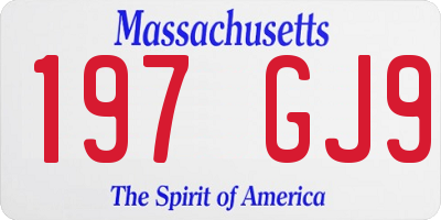 MA license plate 197GJ9