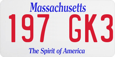 MA license plate 197GK3