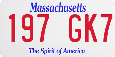 MA license plate 197GK7