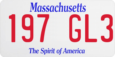 MA license plate 197GL3