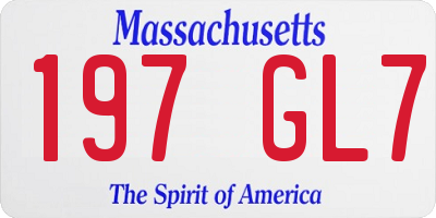 MA license plate 197GL7