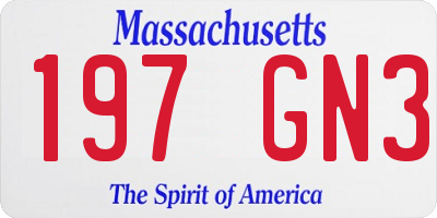 MA license plate 197GN3