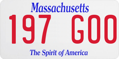 MA license plate 197GO0