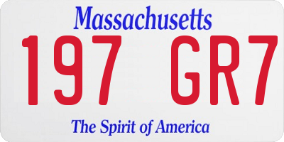 MA license plate 197GR7
