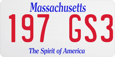 MA license plate 197GS3