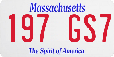 MA license plate 197GS7