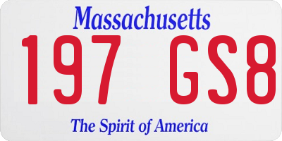 MA license plate 197GS8