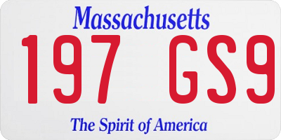 MA license plate 197GS9
