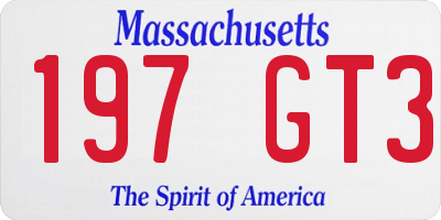 MA license plate 197GT3