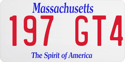 MA license plate 197GT4
