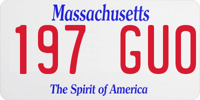 MA license plate 197GU0