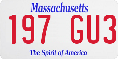 MA license plate 197GU3