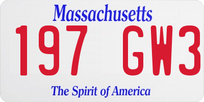MA license plate 197GW3