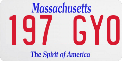 MA license plate 197GY0
