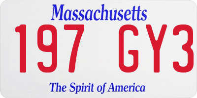 MA license plate 197GY3