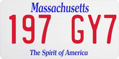 MA license plate 197GY7